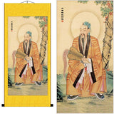 Taoist Immortal Lu Dongbin Portrait, Taoist God Iron Crutch Wall Scroll, Daoist Eight Immortals Wall Decoration, Silk Scroll Taoist Gods Portrait Wall Roll