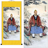 Taoist Immortal Lu Dongbin Portrait, Taoist God Iron Crutch Wall Scroll, Daoist Eight Immortals Wall Decoration, Silk Scroll Taoist Gods Portrait Wall Roll
