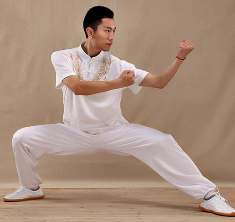 White Short Sleeve Cotton Tai Chi Shirt - Wudang Store