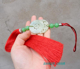 Decorative Chinese Hand-Carved Jade Stone Red Tai Chi Sword Tassel - Wudang Store