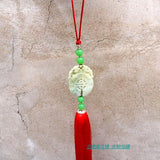 Decorative Chinese Hand-Carved Jade Stone Red Tai Chi Sword Tassel - Wudang Store