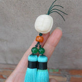 Turquoise Tai Chi Jian Tassel with Agate Stone Chinese Turtle - Wudang Store