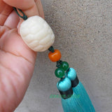 Turquoise Tai Chi Jian Tassel with Agate Stone Chinese Turtle - Wudang Store