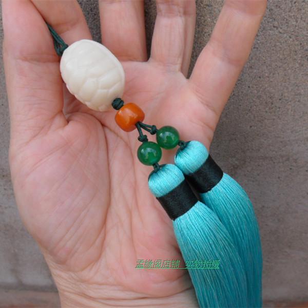 Turquoise Tai Chi Jian Tassel with Agate Stone Chinese Turtle - Wudang Store