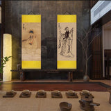 Lu Dongbin Taoist Immortal Wall Scroll, Lu Chunyang Patriarch Portrait, Taoist Worship Silk Hanging Painting, Taoism Wall Scroll