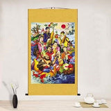 Eight Immortals Portrait, Taoist 8 Immortals Painting, Daoist Eight Immortal Wall Roll, Wudang Saints Wall Scroll