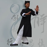 Classical Wudang Long Winter Coat with White Cuffs - Wudang Store