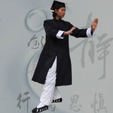 Classical Wudang Long Winter Coat with White Cuffs - Wudang Store