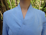 Tender Blue Overlap Collar Tai Chi Shirt for Women
