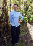 Tender Blue Overlap Collar Tai Chi Shirt for Women