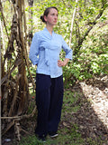 Tender Blue Overlap Collar Tai Chi Shirt for Women