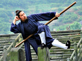 Navy Blue Taoist Uniform with Straight Buttons and Overcoat