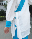 White and Sky Blue Taoist Uniform