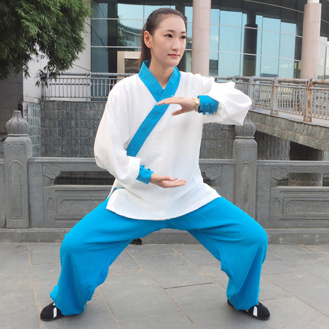 White and Sky Blue Taoist Uniform