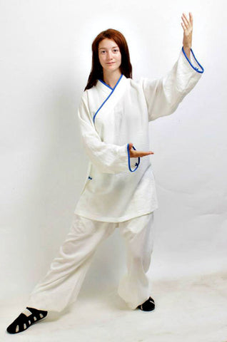 White Taoist Uniform with Thin Outerlines