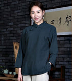 Oak Green Overlap Tai Chi Shirt for Women