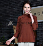 Brick Red Overlap Tai Chi Shirt for Women - Wudang Store