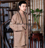 V-Neck Beige Tai Chi Shirt - Wudang Store