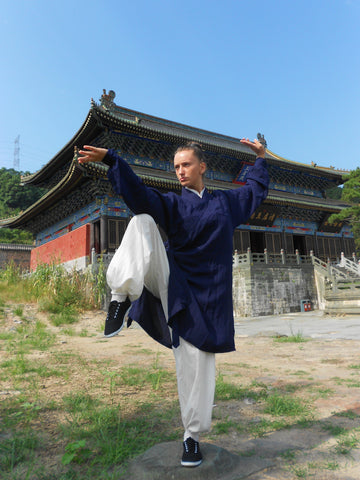 Dark Blue and White Taoist Uniform