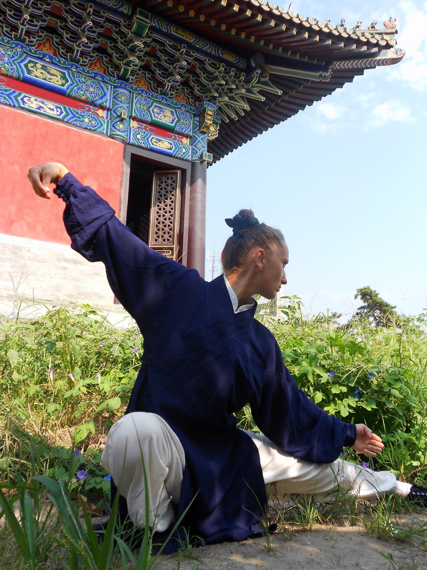 Dark Blue and White Taoist Uniform