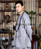 V-Neck Grey Tai Chi Shirt - Wudang Store