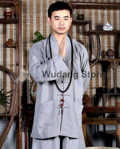 V-Neck Grey Tai Chi Shirt - Wudang Store