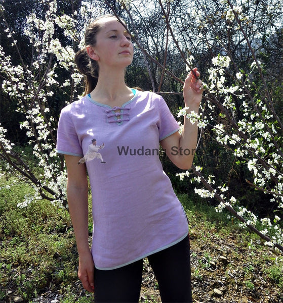 Bamboo-Cotton Purple Summer Tai Chi Shirt - Wudang Store