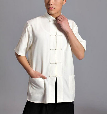 White Short Sleeved Tai Chi Shirt - Wudang Store