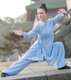 Presentable Wudang Taoist Suit for Girls and Women Slimfit Sky Blue