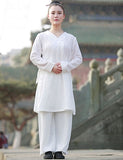 Presentable Wudang Taoist Suit for Girls and Women Slimfit White