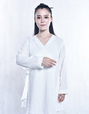 Presentable Wudang Taoist Suit for Girls and Women Slimfit White