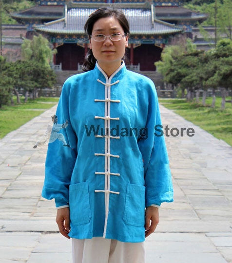 Sky Blue Tai Chi Shirt with Outerlines - Wudang Store