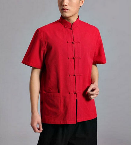 Red Short Sleeved Tai Chi Shirt - Wudang Store