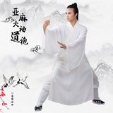 Traditional White Taoist Priest Uniform with Extra Wide Sleeves