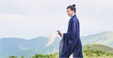 Traditional Navy Blue Taoist Priest Uniform with Extra Wide Sleeves