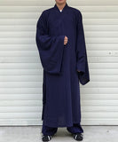 Traditional Navy Blue Taoist Priest Uniform with Extra Wide Sleeves