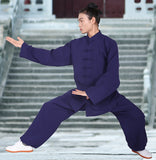 Handmade Navy Blue Wudang Taoist Tai Chi Uniform Open Sleeves