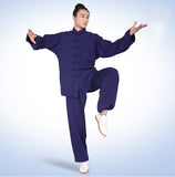 Handmade Navy Blue Wudang Taoist Tai Chi Uniform Open Sleeves