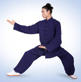 Handmade Navy Blue Wudang Taoist Tai Chi Uniform Open Sleeves