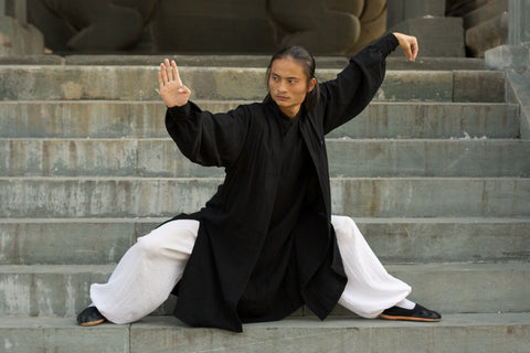 Black and White Taoist Uniform with Overcoat