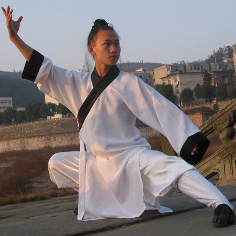 White Taoist School Uniform with Outerlines