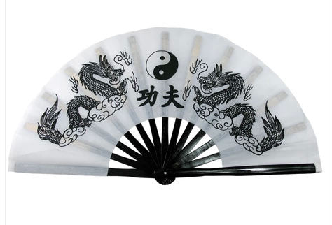 Tai Chi Fan Yin-Yang Dragon White - Wudang Store