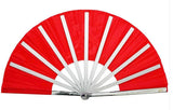 Red Metal Tai Chi Fan With Peony - Wudang Store