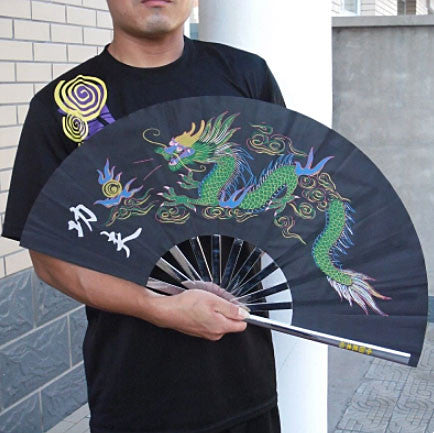 Black Dragon Metal Tai Chi Fan - Wudang Store