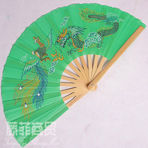 Tai Chi Fan Dragon & Phoenix Mint Green - Wudang Store