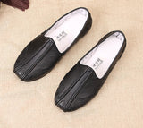 Old Beijing Handmade Wudang Clouds Leather Tai Chi Slippers Black