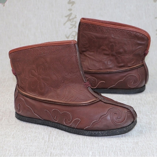 Yanshuge Old Beijing Handmade Full Leather Tai Chi Boots Brown