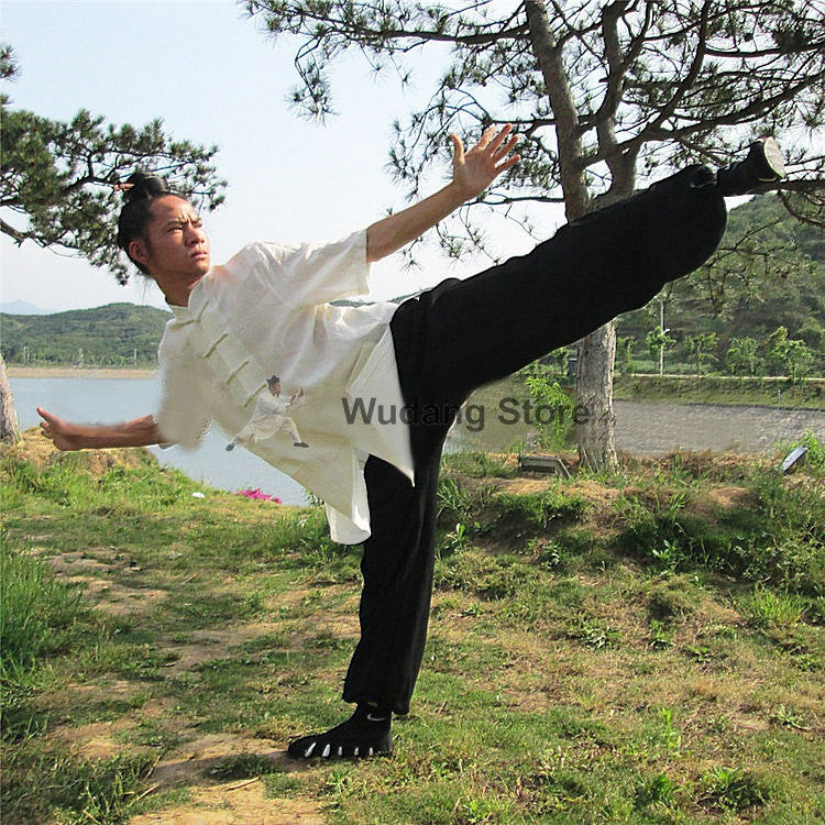 Black & White Short Sleeved Tai Chi Uniform - Wudang Store