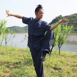 Navy Blue Short Sleeved Tai Chi Uniform - Wudang Store