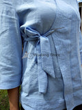 Tender Blue Overlap Collar Tai Chi Shirt for Women - Wudang Store
